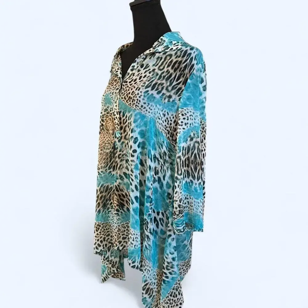 Zac & Rachel glam fairy leopard print blouse Size Large NWOT - Picture 6 of 7